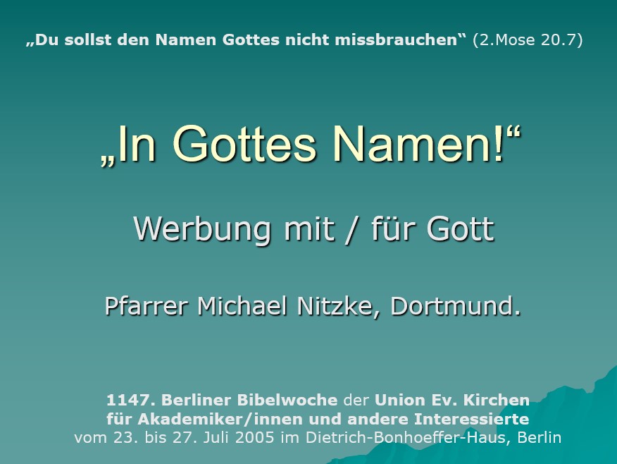 Werbung mit und fr Gott